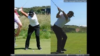 Jon Rahm golf swing  Long Iron faceon amp downtheline July 2017 [upl. by Yelra]