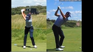 Justin Thomas golf swing  Long Iron faceon amp downtheline July 2017 [upl. by Falo]