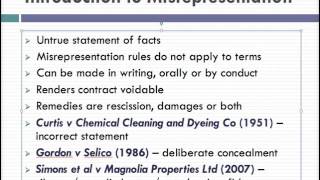 Misrepresentation Lecture 1 of 4 [upl. by Nodroj170]